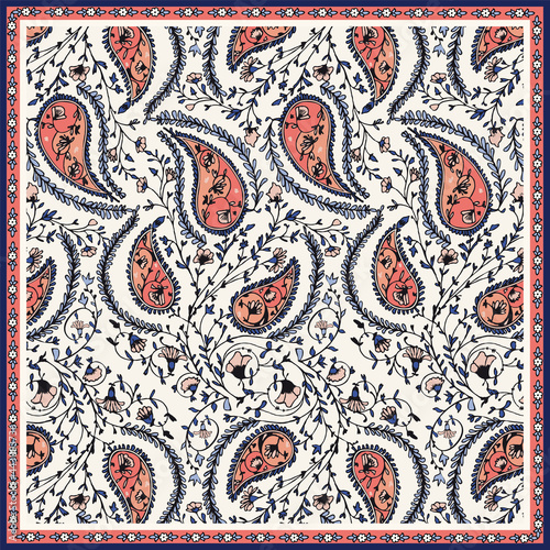 Bandana pattern with paisley elements. handkerchief square design, perfect for fabric, decoration or paper