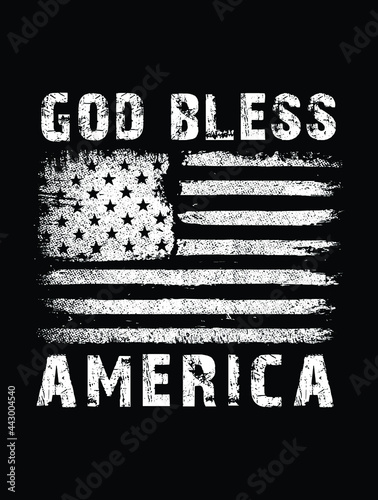God bless america usa grunge flag christian tshirt design