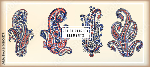 Set of elements paisley designs, perfect for fabrics and decoration