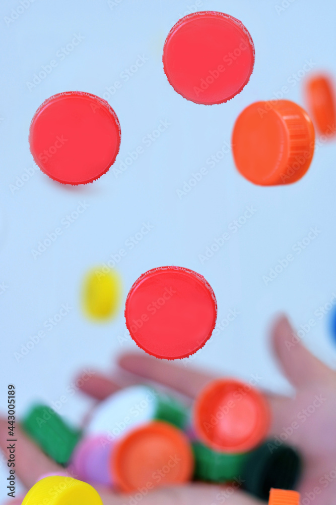 Colored bottle caps