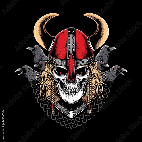 viking warrior with raven vector