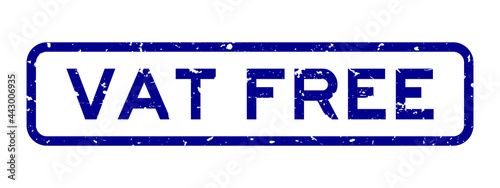 Grunge blue vat free word square rubber seal stamp on white background