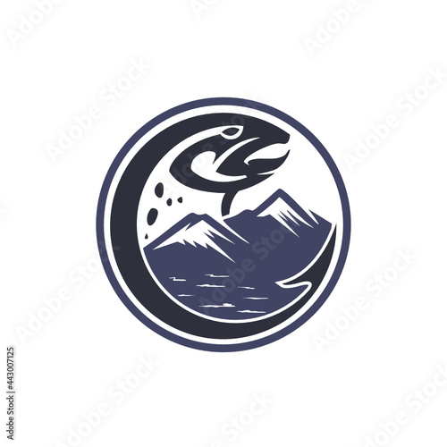 fly fishing hook trout logo