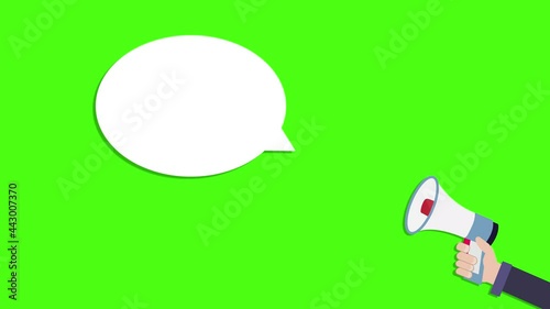 text and hand holds megaphone. Conceptual background.