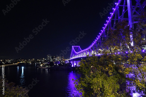 purple colours on bridge at night