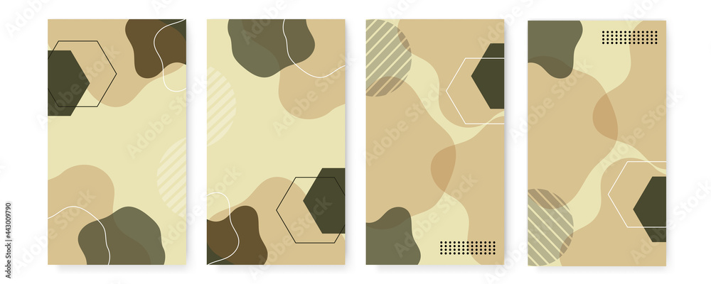Modern abstract covers set, minimal abstract background design for stories template. Colorful geometric background, vector illustration.