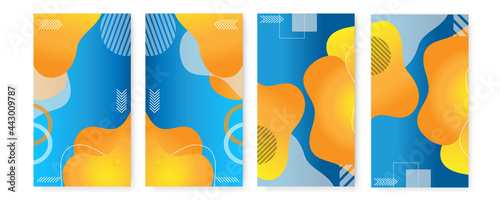 Modern abstract covers set, minimal abstract background design for stories template. Colorful geometric background, vector illustration.