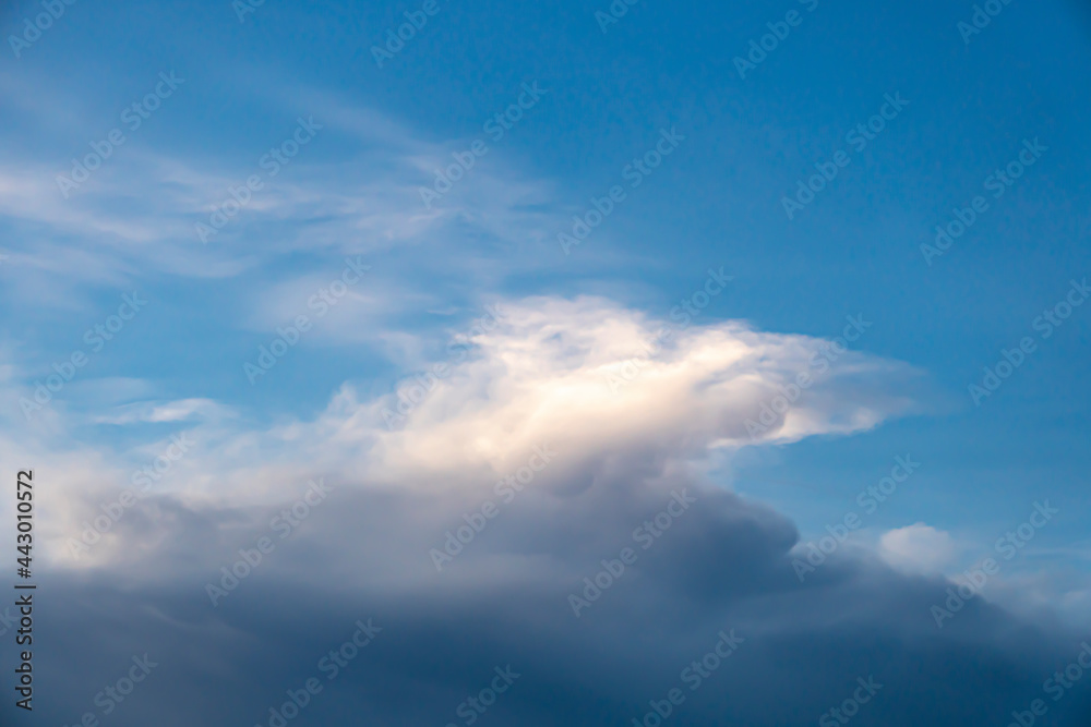Fototapeta premium ฺBlue sky with white and dark clouds under the sky before frist time rain in summer.