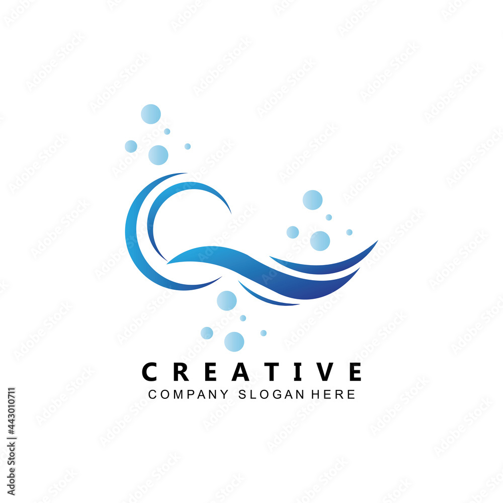 Obraz premium simple ocean wave logo icon vector