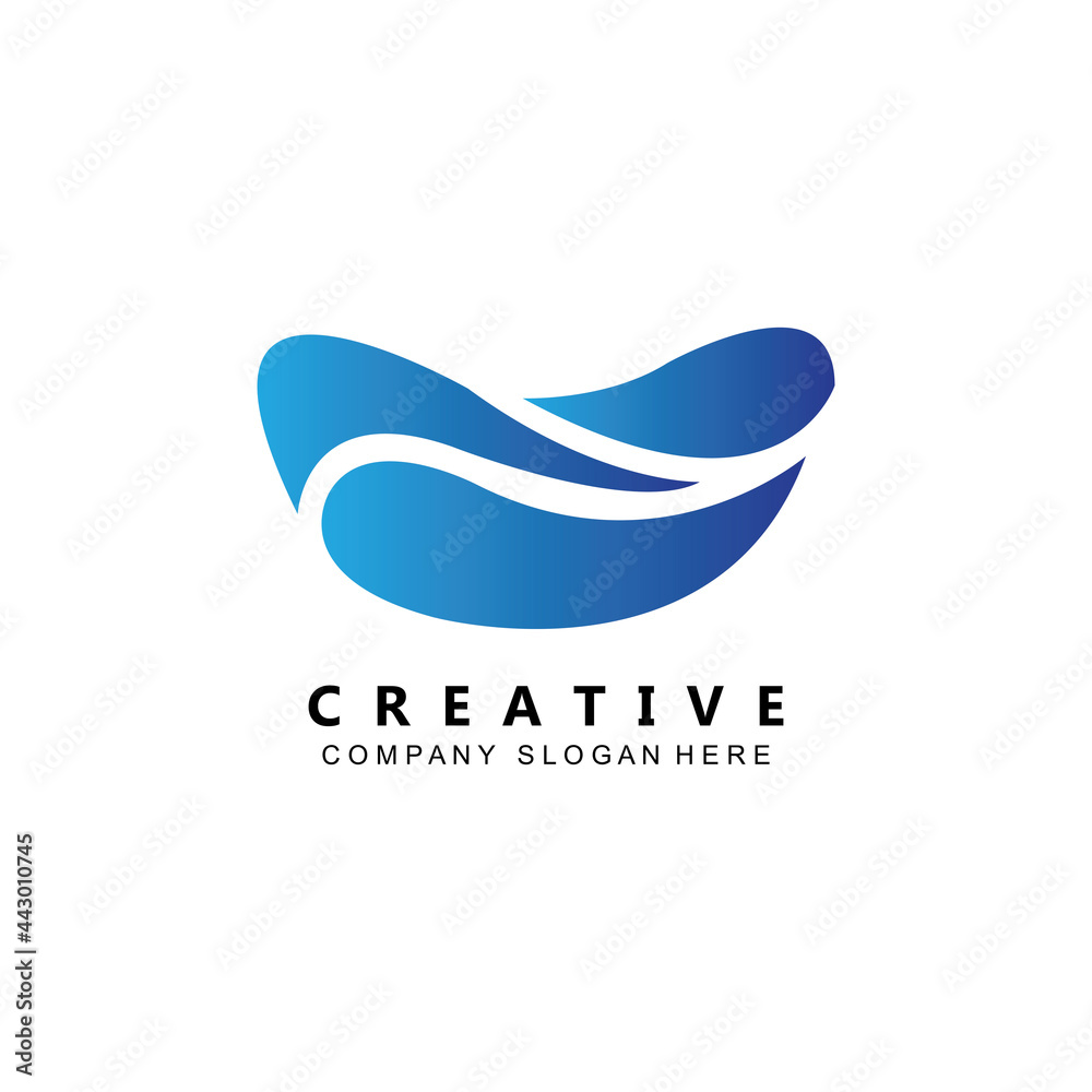 Obraz premium simple ocean wave logo icon vector