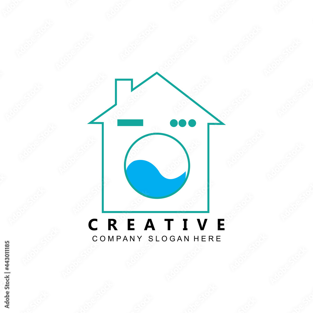 simple home laundry logo icon vector simple home laundry logo icon vector