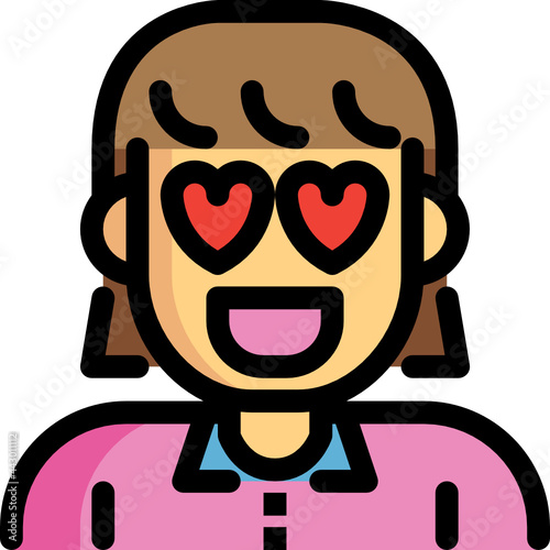 woman in love color outline icon