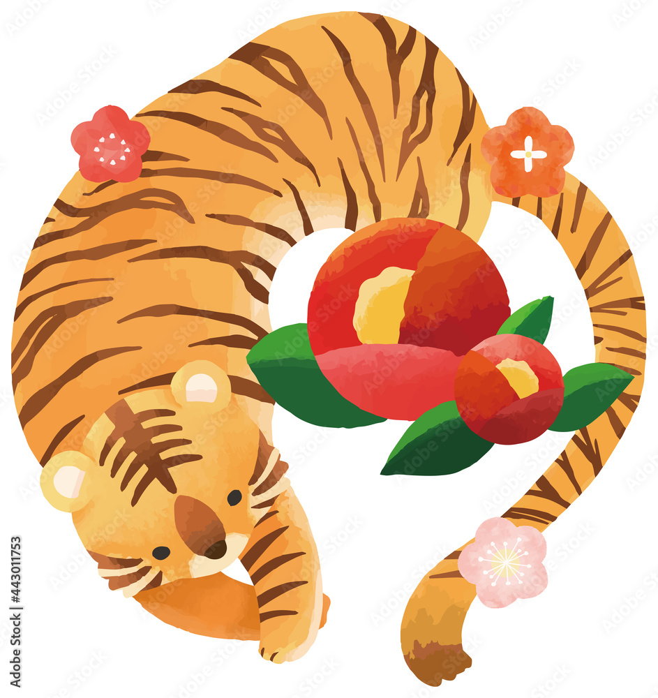 年賀状素材 寅年 イラスト Stock Vector Adobe Stock