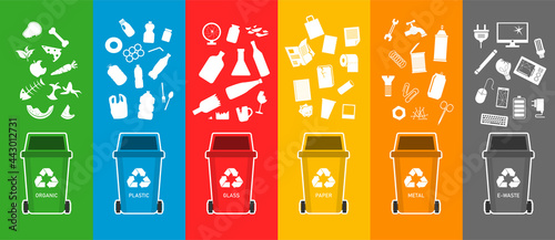 Fotografiet Colorful recycling bins for waste separation