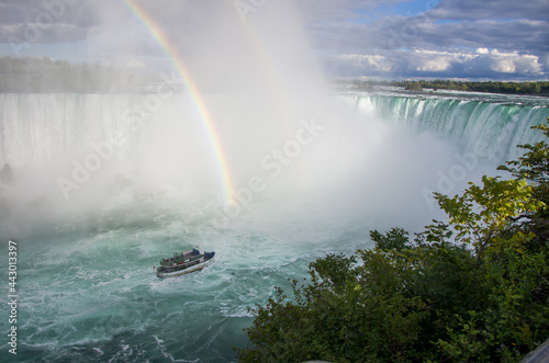 Niagara Falls with Tour Boat, Mist and rainbow