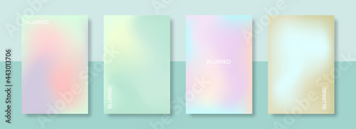 Set of soft rainbow background in pastel colorful gradation style. Abstract blurred texture decorative elements. Vector