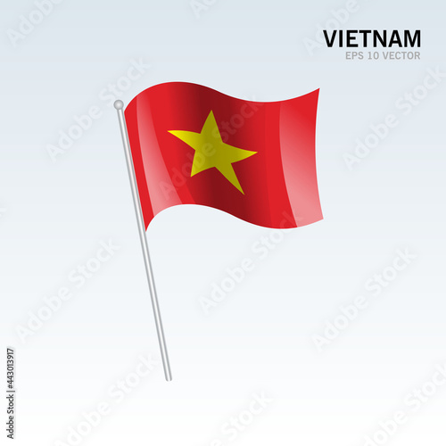 Vietnam waving flag isolated on gray background