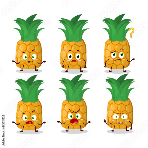 Cartoon character of pineapple with what expression