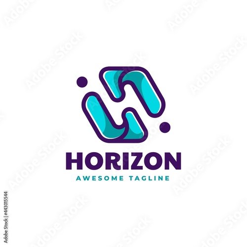 Vector Logo Illustration Horizon Simple Mascot Style.