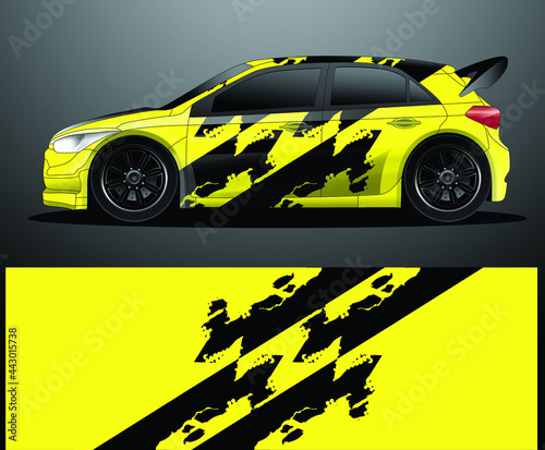Rally car decal graphic wrap vector, abstract background