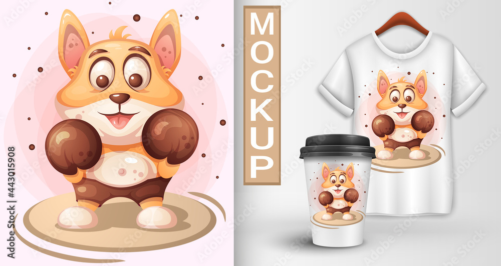 Fox is a boxer. Cartoon illustration. Fox is a boxer. Cartoon illustration.