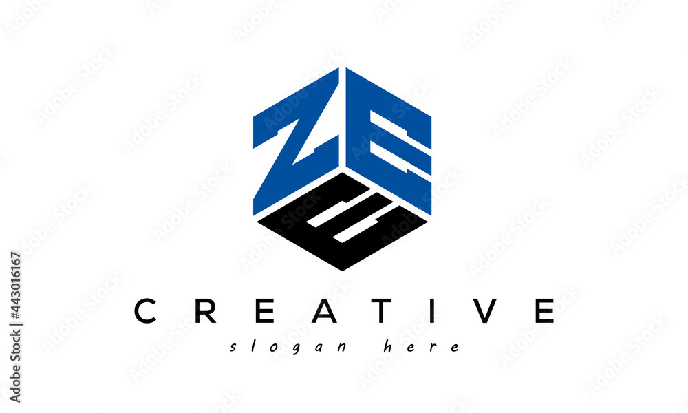 ZEE letters creative logo with hexagon