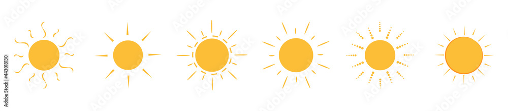 Sun icons set in different variants Sun icons set in different variants