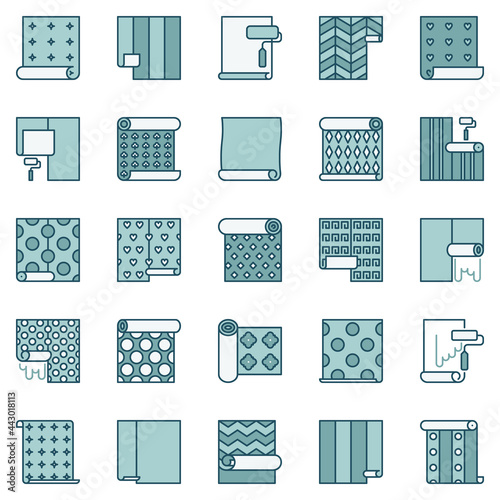 Wallpaper colored vector icons - vector wall paper roll signs