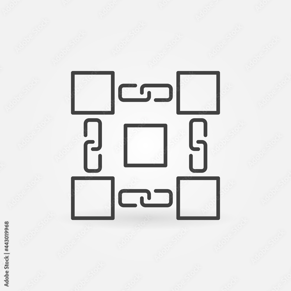 Blocks with Chain vector Blockchain concept outline icon Blocks with Chain vector Blockchain concept outline icon