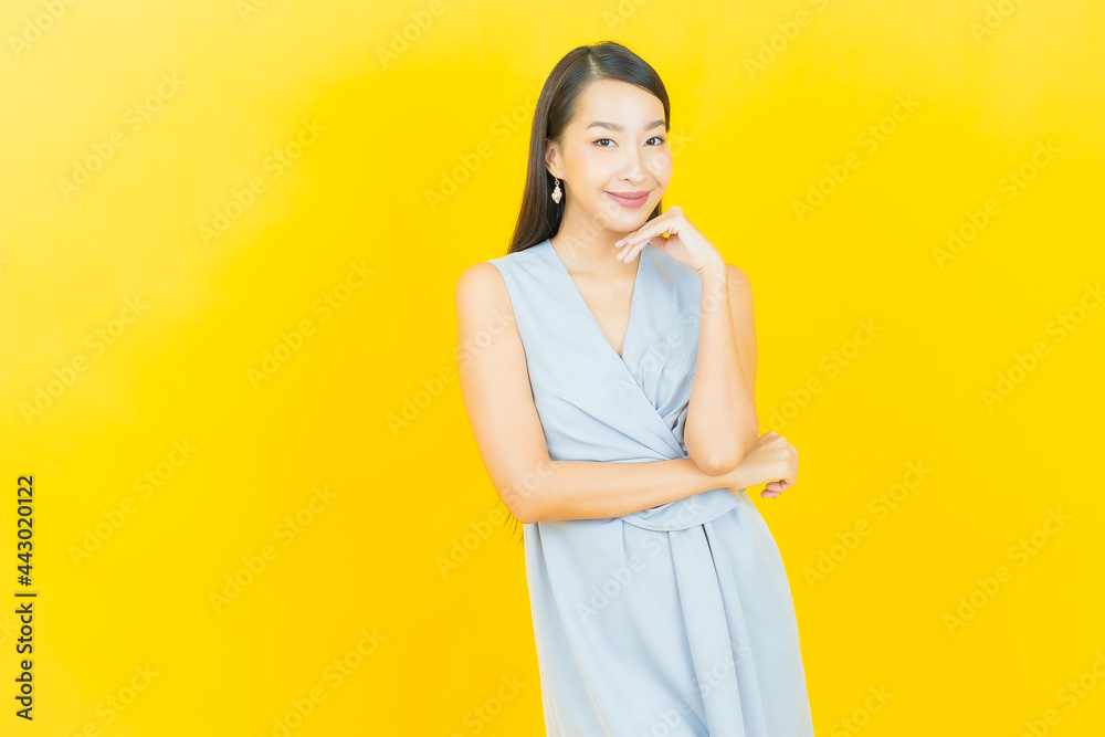Portrait beautiful young asian woman smile with action Portrait beautiful young asian woman smile with action