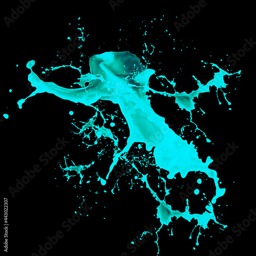 Blue Paint Splash on Black Background. Paint Splash Isolated.