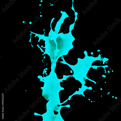 Blue Paint Splash on Black Background. Paint Splash Isolated.