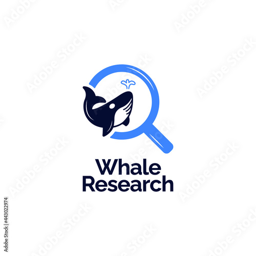 whale research logo design concept. 