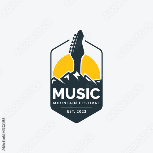 music mountain festival logo design concept. 