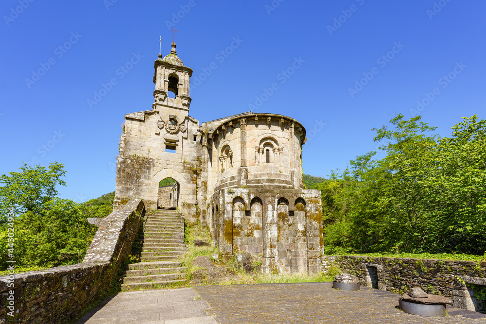 10th Century Romanesque monastery of Caaveiro in As Fragas do Eume Nature Park, Galicia, Spain 