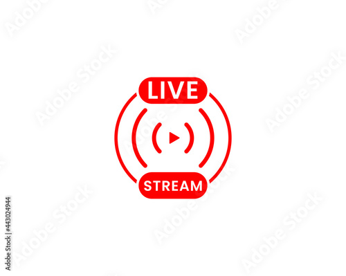 Button for broadcasting, livestream or online stream. Template for TV, online channel, live news, social media