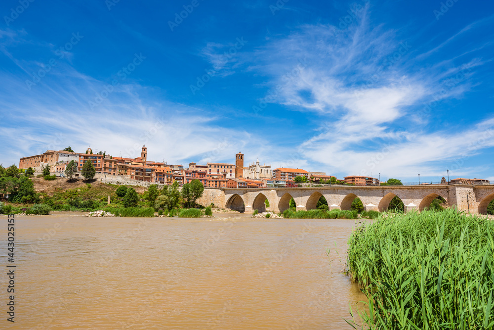 Panoramic view of historical city Tordesillas in Valladolid, Castilla y León, Spain