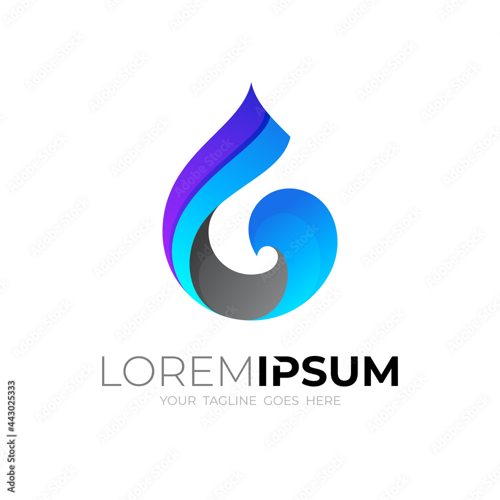 Obraz premium Letter G logo with water drop design vector