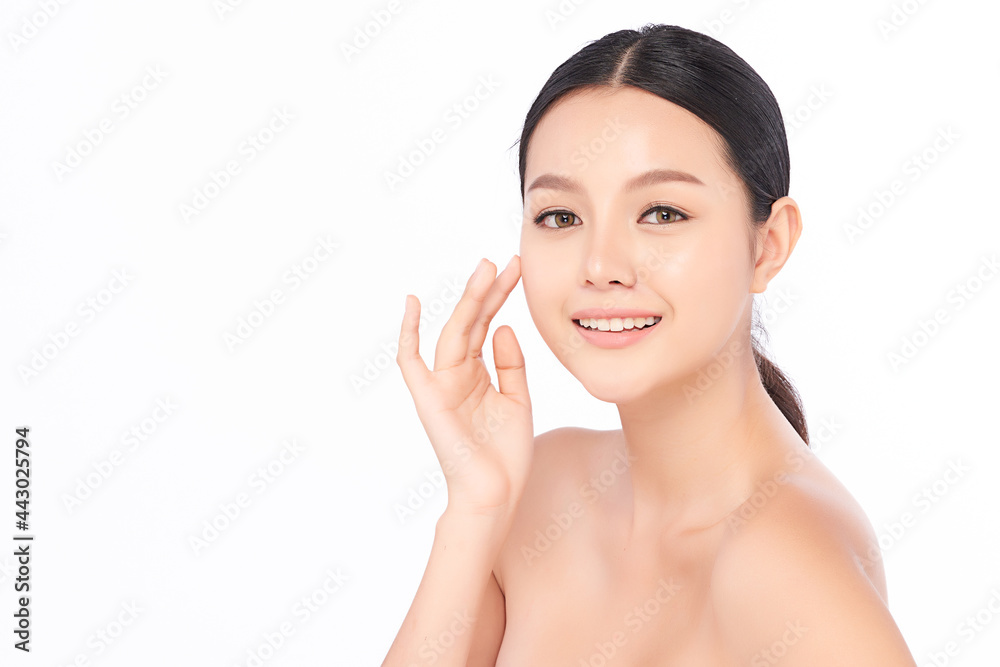 Beautiful young asian woman with clean fresh skin on white background, Face care, Facial treatment, Cosmetology, beauty and spa, Asian women portrait. Beautiful young asian woman with clean fresh skin on white background, Face care, Facial treatment, Cosmetology, beauty and spa, Asian women portrait.