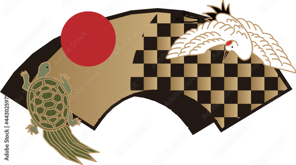 縁起物 鶴と亀のアイコン お正月のイラスト 健康長寿のシンボル Stock Vector Adobe Stock