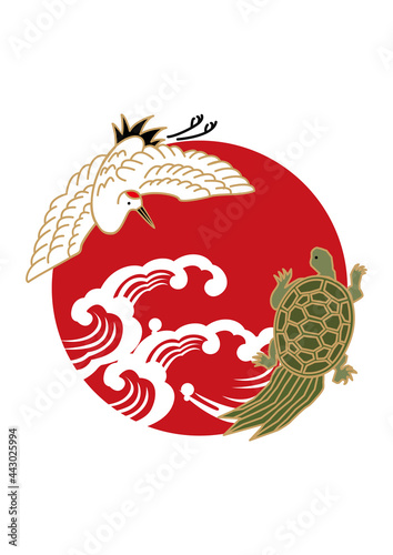 縁起物-鶴と亀のアイコン
お正月のイラスト
健康長寿のシンボル
