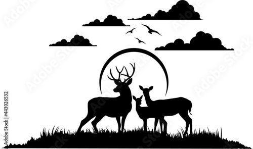 silhouette of a deer  deers family