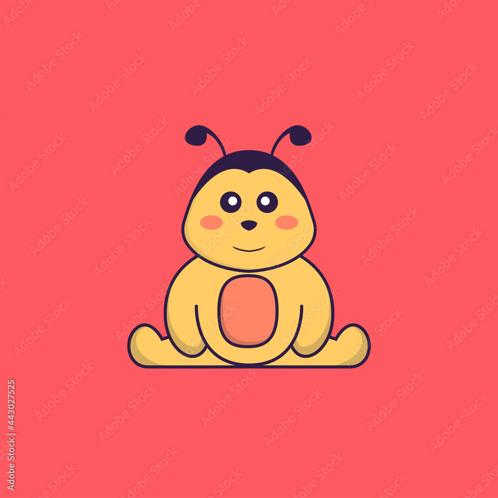 Cute bee is sitting. Animal cartoon concept isolated. Can used for t-shirt, greeting card, invitation card or mascot. Flat Cartoon Style Cute bee is sitting. Animal cartoon concept isolated. Can used for t-shirt, greeting card, invitation card or mascot. Flat Cartoon Style