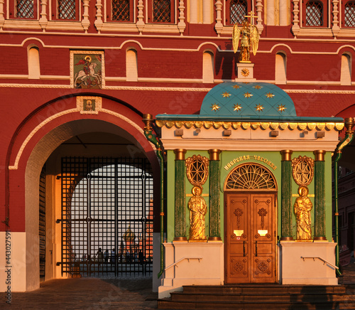 Moscow, Russia - 06.24.2021: Famous Iverskaya chapel in the Red square gates