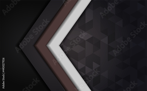 Abstract brown gradient & white line on a dark background. Luxury overlap direction design. Futuristic modern dark gray backdrop.