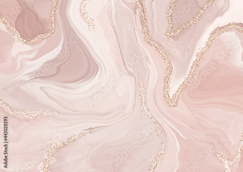 Hand painted watercolour abstract background with gold glitter
