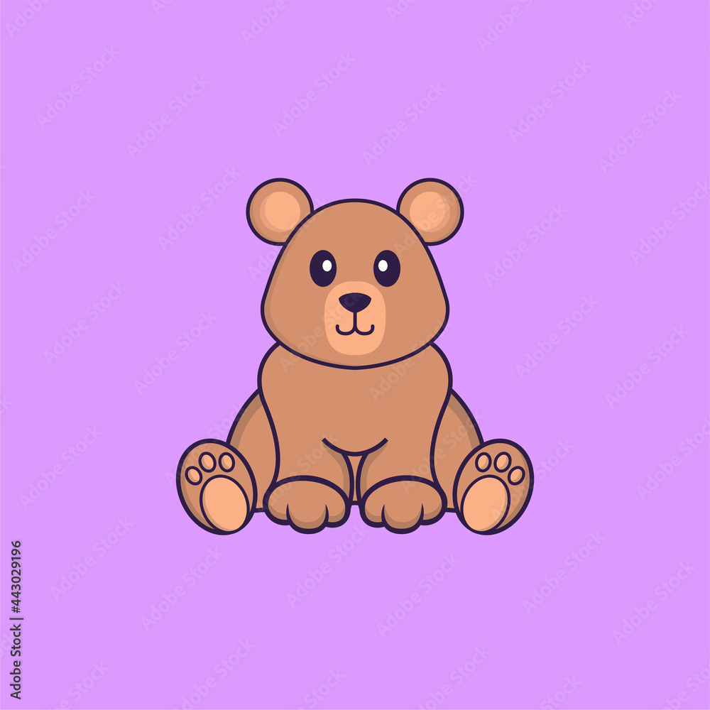 Obraz premium Cute rat is sitting. Animal cartoon concept isolated. Can used for t-shirt, greeting card, invitation card or mascot. Flat Cartoon Style