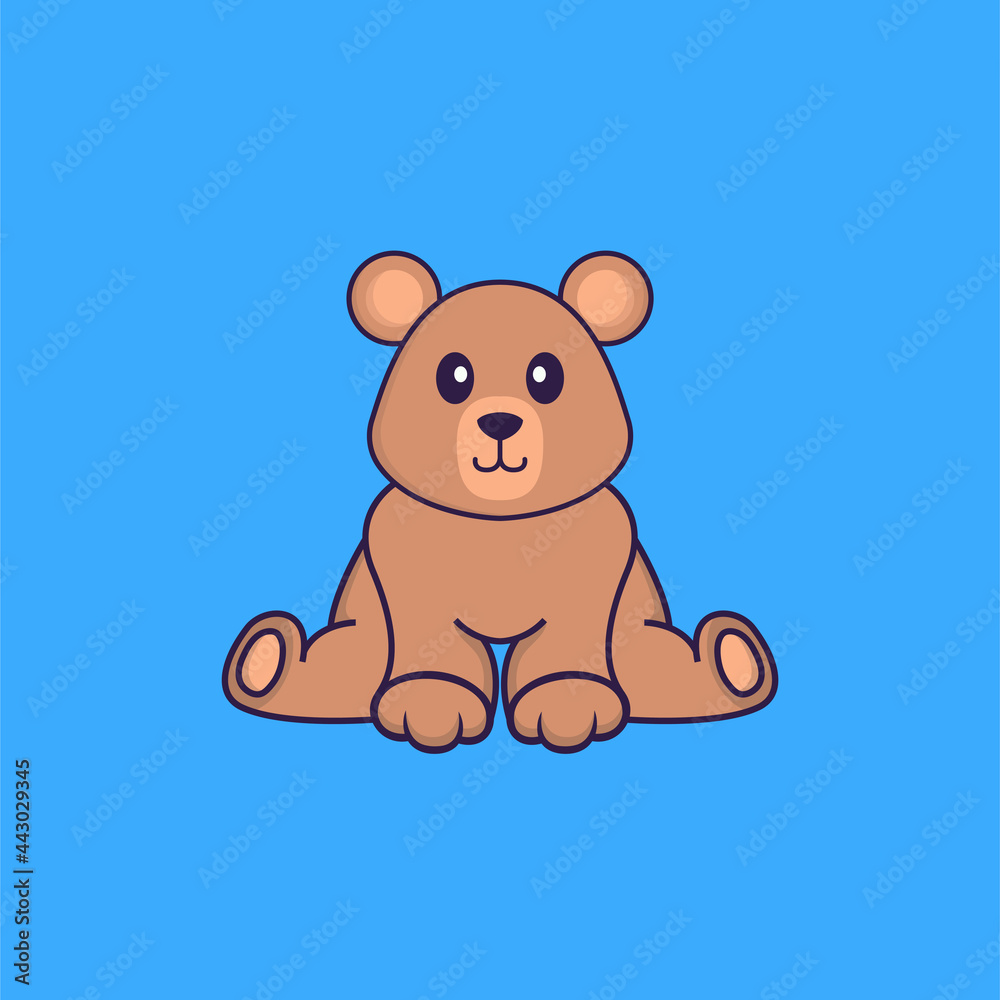 Cute rat is sitting. Animal cartoon concept isolated. Can used for t-shirt, greeting card, invitation card or mascot. Flat Cartoon Style