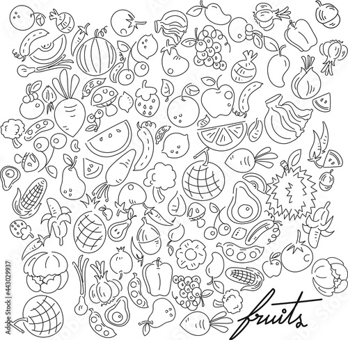 Fruits and veggy doodle