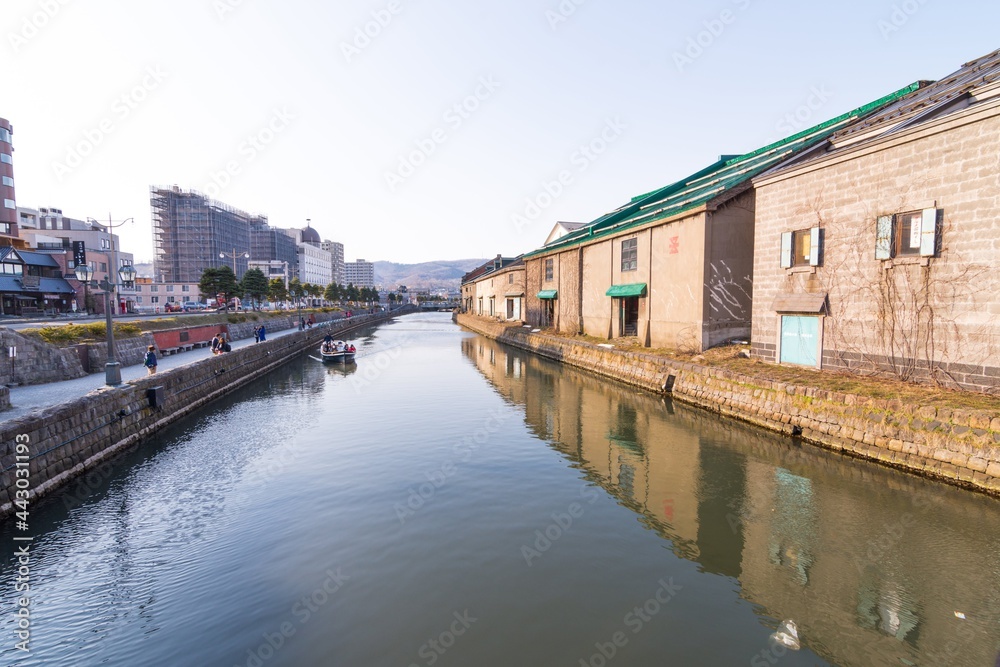 Otaru, Japan historic canal and warehouse district. This is vaery famous romantic scence and attractive point for tourist.